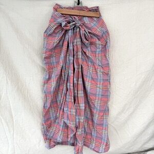 J.Crew Plaid Pareu Beach Wrap Skirt Pink Plaid XS